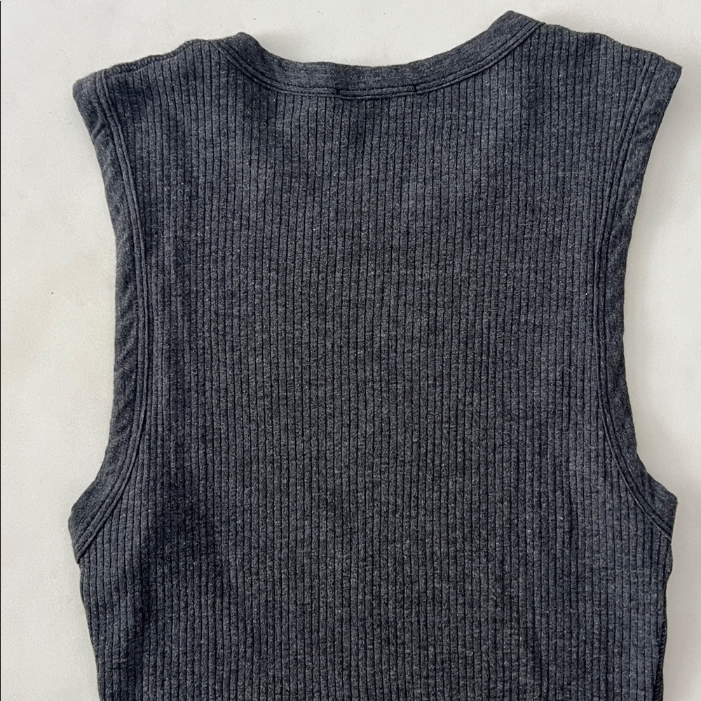 JAMES PERSE Estilo Crewneck Ribbed Charcoal Gray Classic Modern Tank Top 0 XS S - Picture 5 of 7